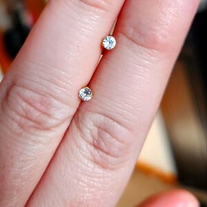 3 PAIRS, 3mm Gold (Stainless Steel) Round Clear Cubic Zirconia Studs